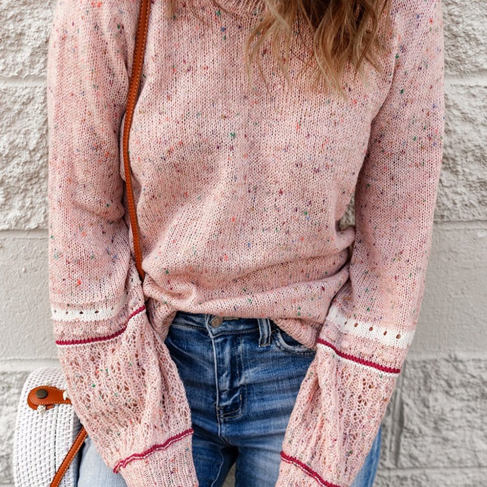 Pink Pilling Detail Patterned Sleeve Sweater - Picture 5 of 16